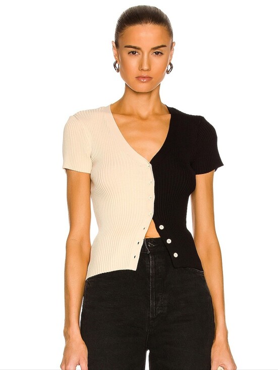 STAUD Sweaters - NWT Staud Short Sleeved Cargo Sweater In Buff & Black